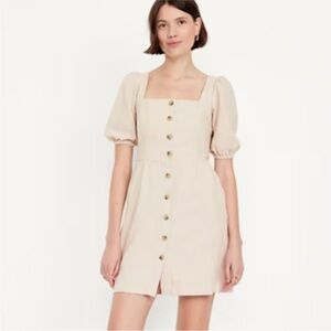 Elegant Beige Button-Down Dress